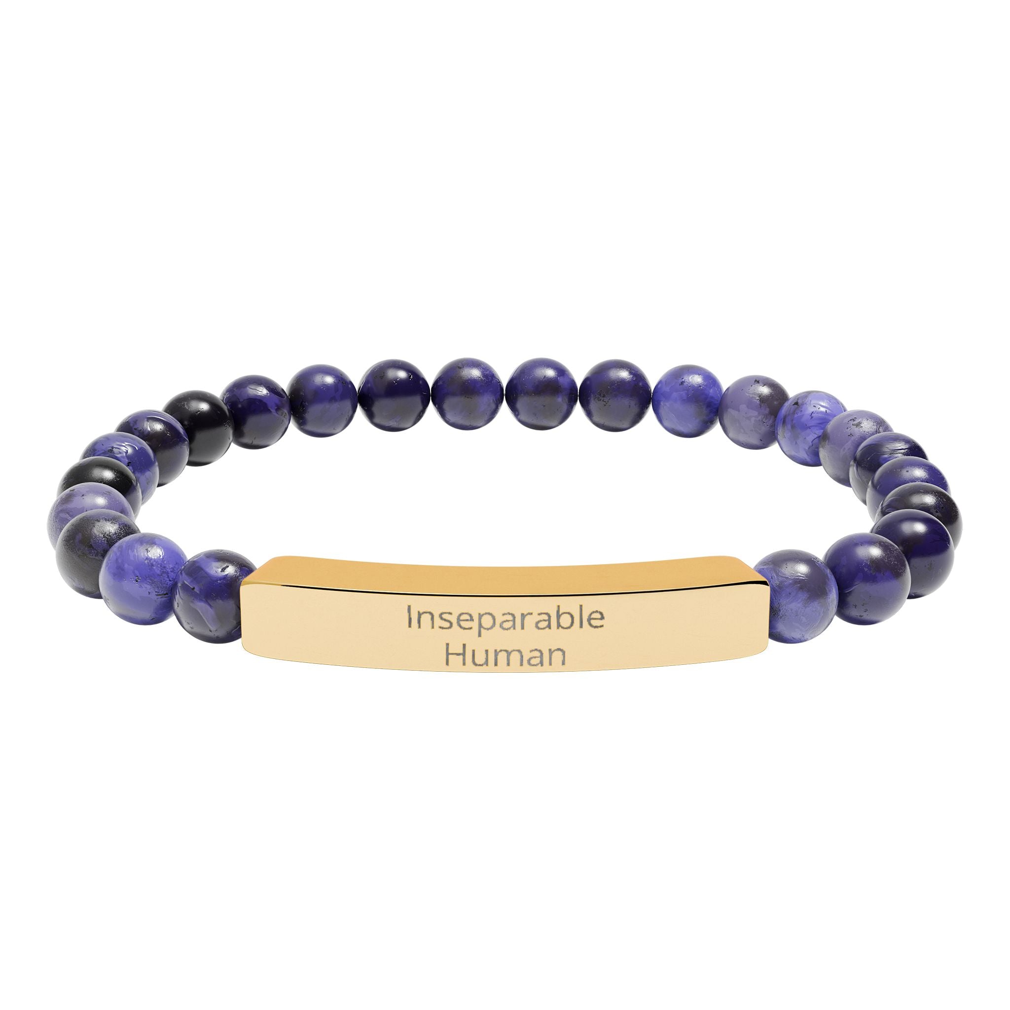 Bracelet extensible barre en pierre naturelle gravée Inséparables | bracelet perles gemmes