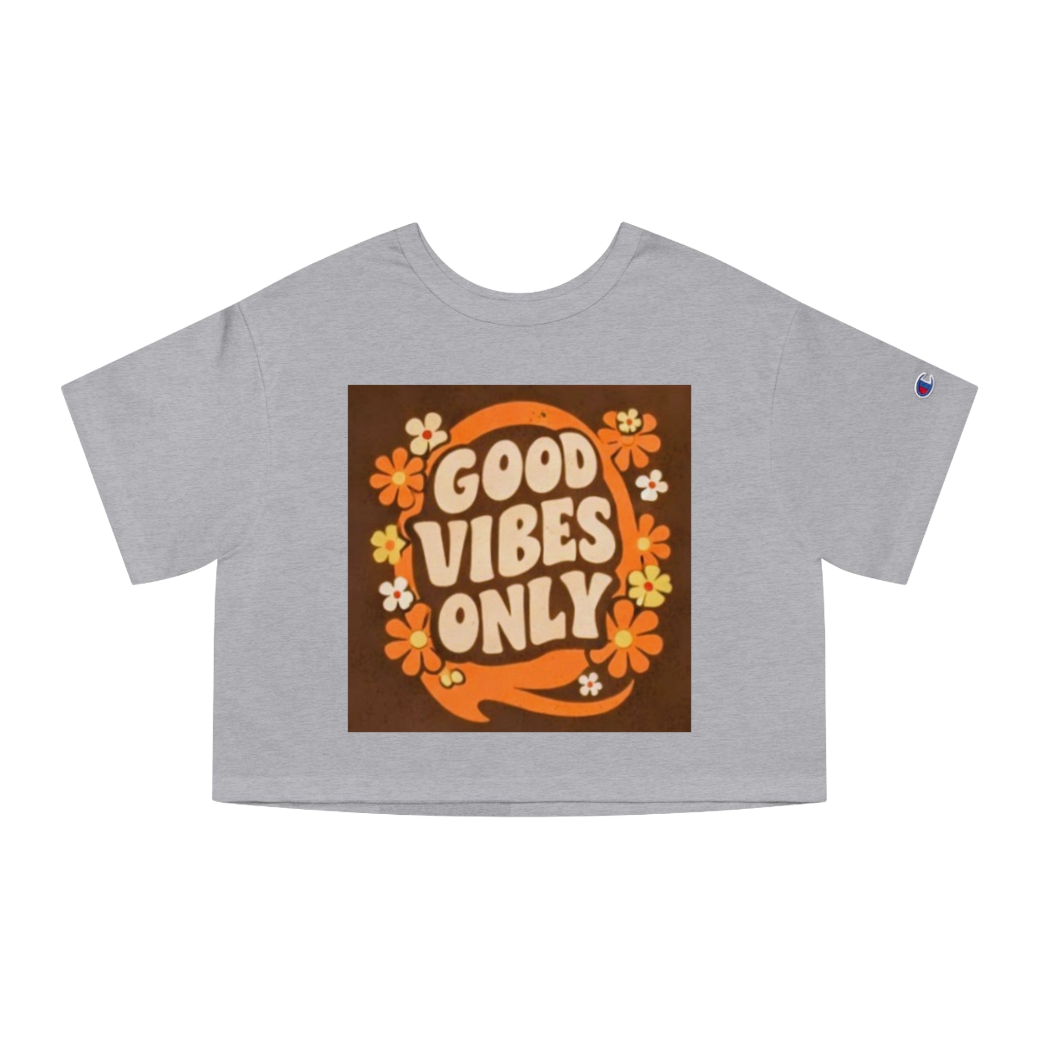 Good Vibes Only Retro Floral Cropped T-Shirt
