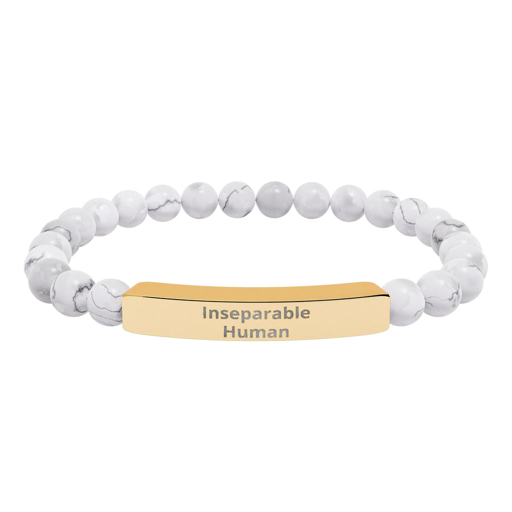 Inseparable Human engraved natural stone stretch bar bracelet | gemstone bead bracelet
