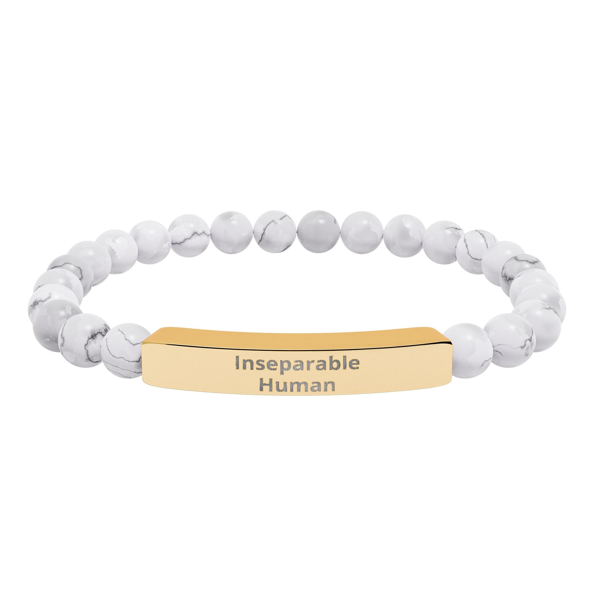 Inseparable Human engraved natural stone stretch bar bracelet | gemstone bead bracelet
