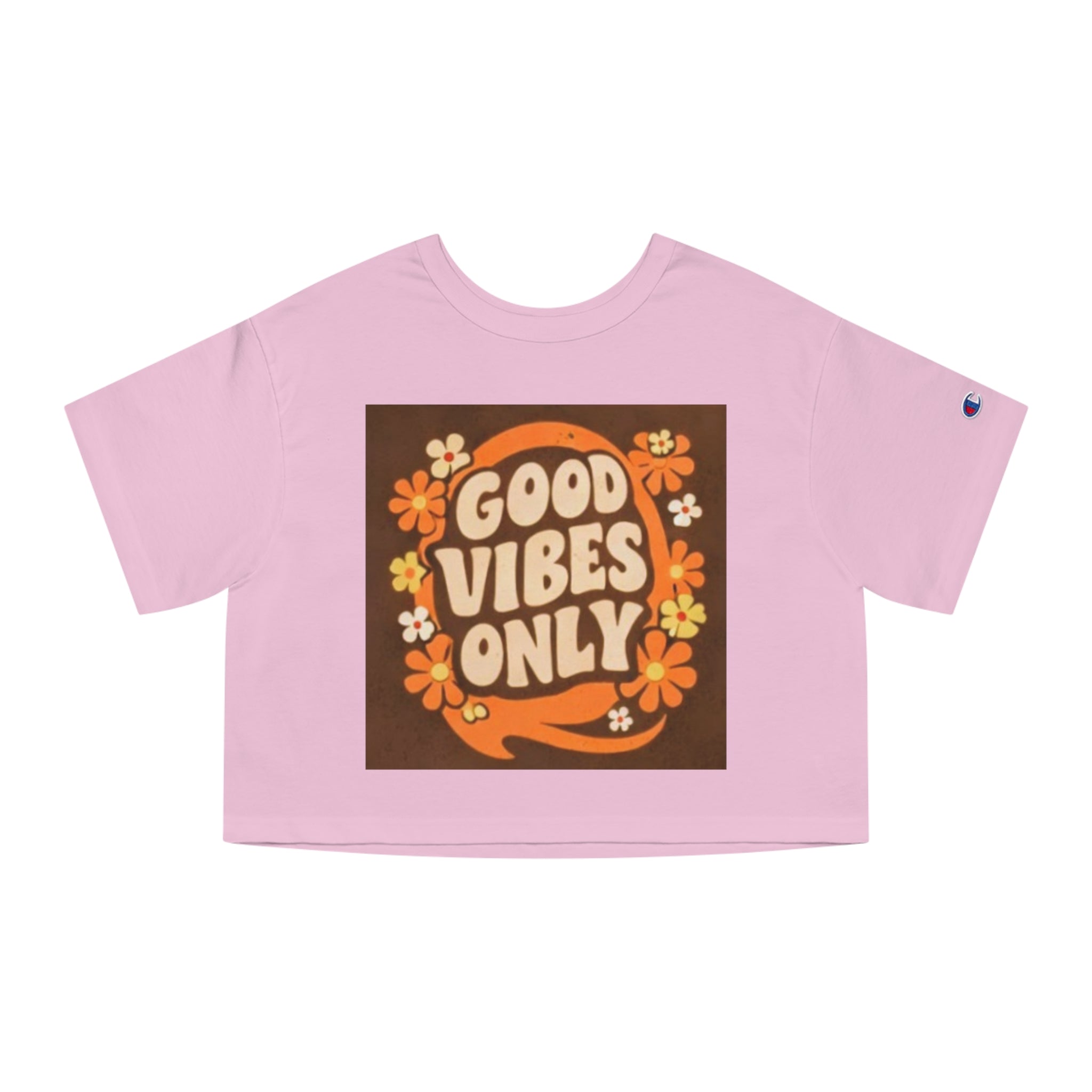 Good Vibes Only Retro Floral Cropped T-Shirt