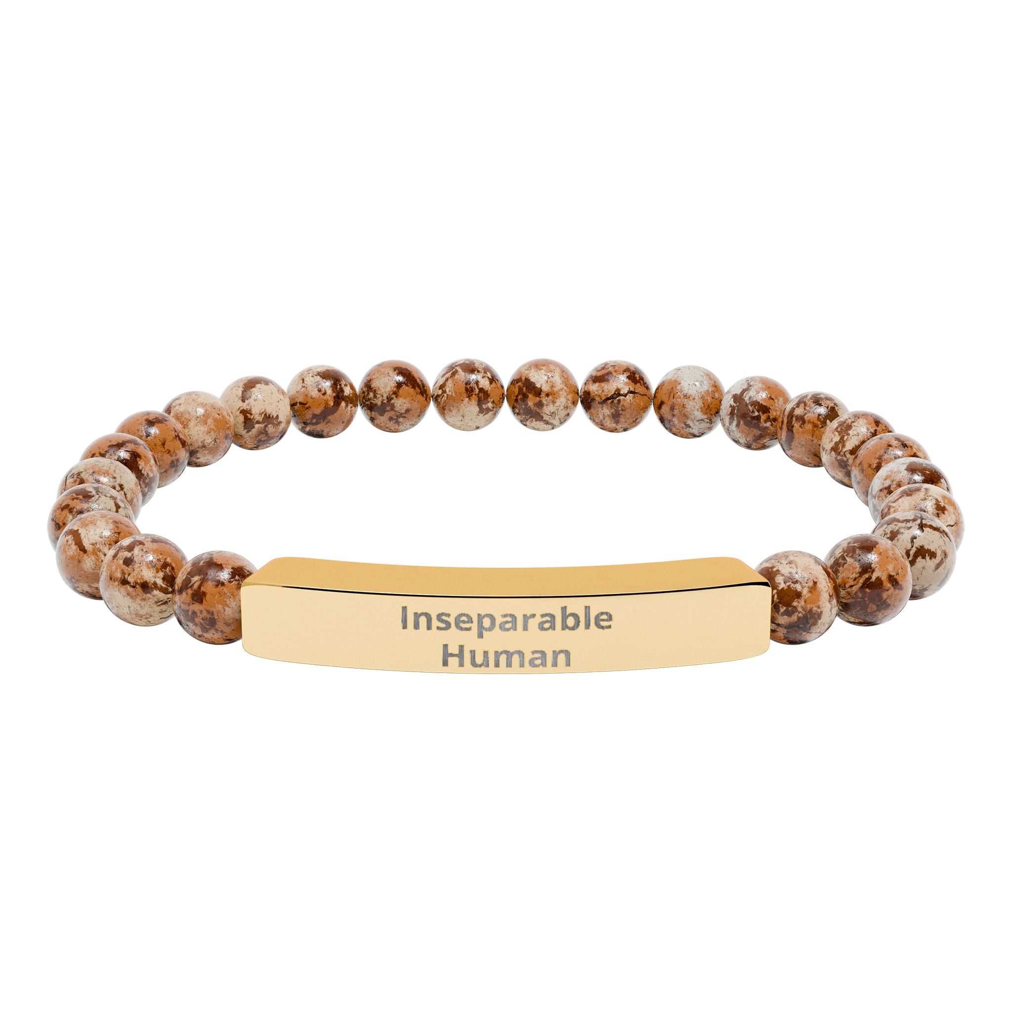 Bracelet extensible barre en pierre naturelle gravée Inséparables | bracelet perles gemmes