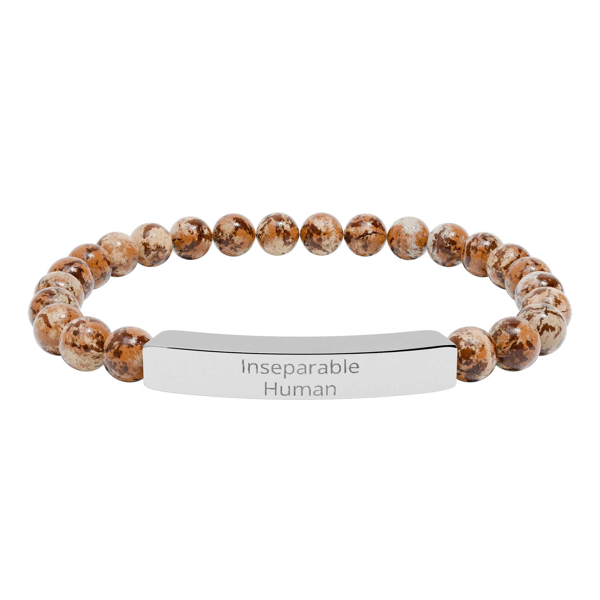 Bracelet extensible barre en pierre naturelle gravée Inséparables | bracelet perles gemmes