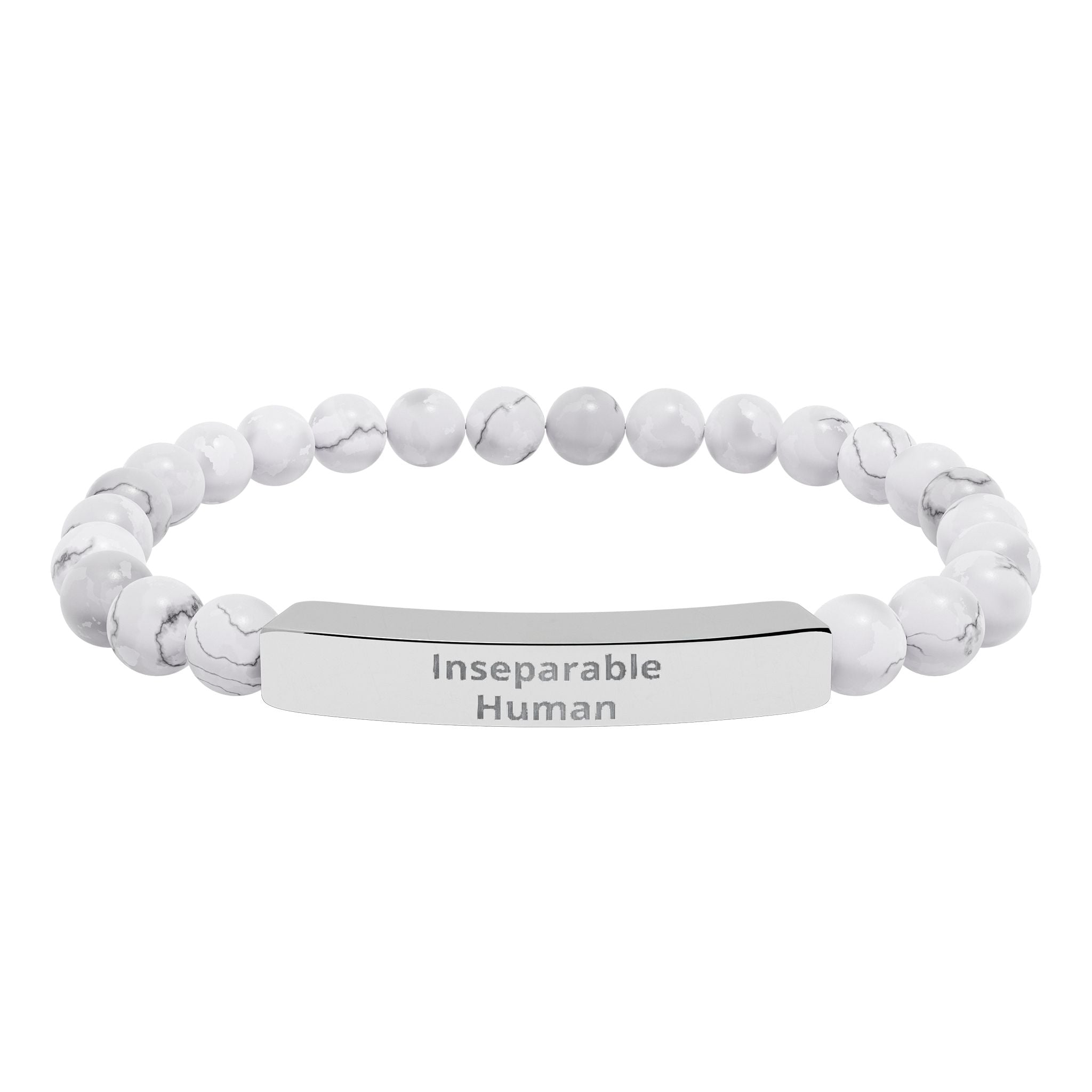 Bracelet extensible barre en pierre naturelle gravée Inséparables | bracelet perles gemmes