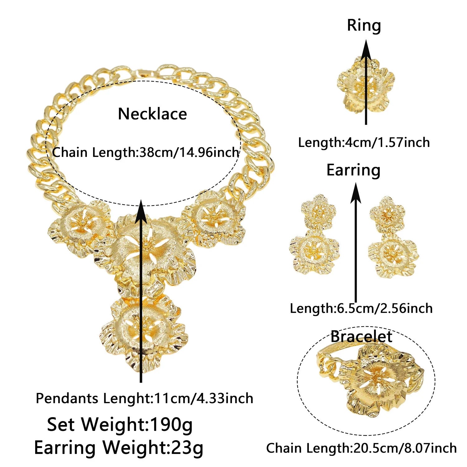 Necklace For Women Fashion New Cuban Chain Necklace Gold Flower Pendant Luxury
