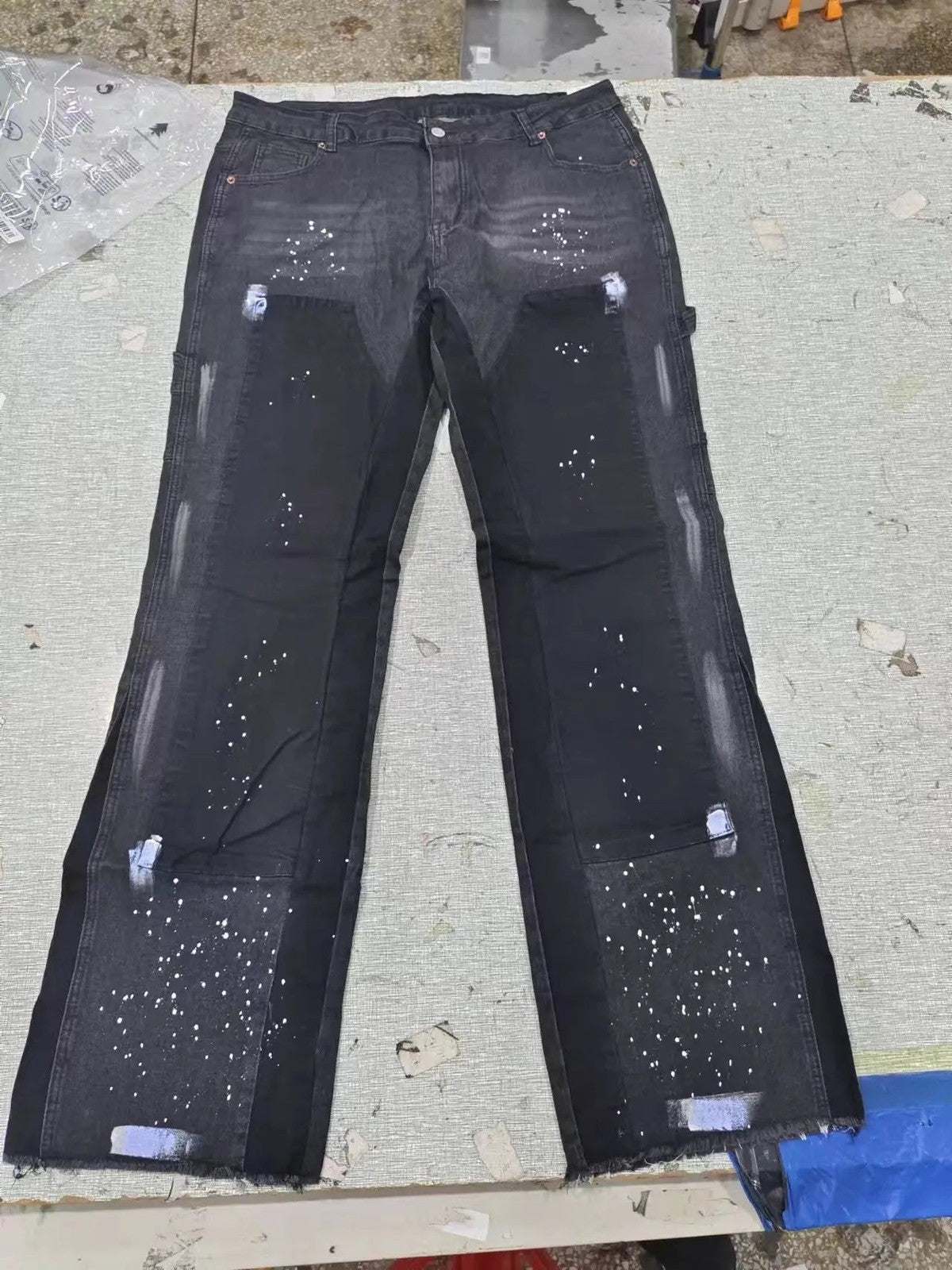 Men's Fashion Jeans Work Pants, European and American Fashion Workwear Elastic