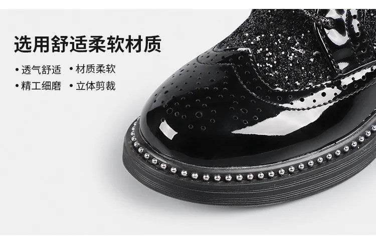 Boys Hollow Out silver Shoes Leather for Kids Party Wedding Dance Shoe Dress