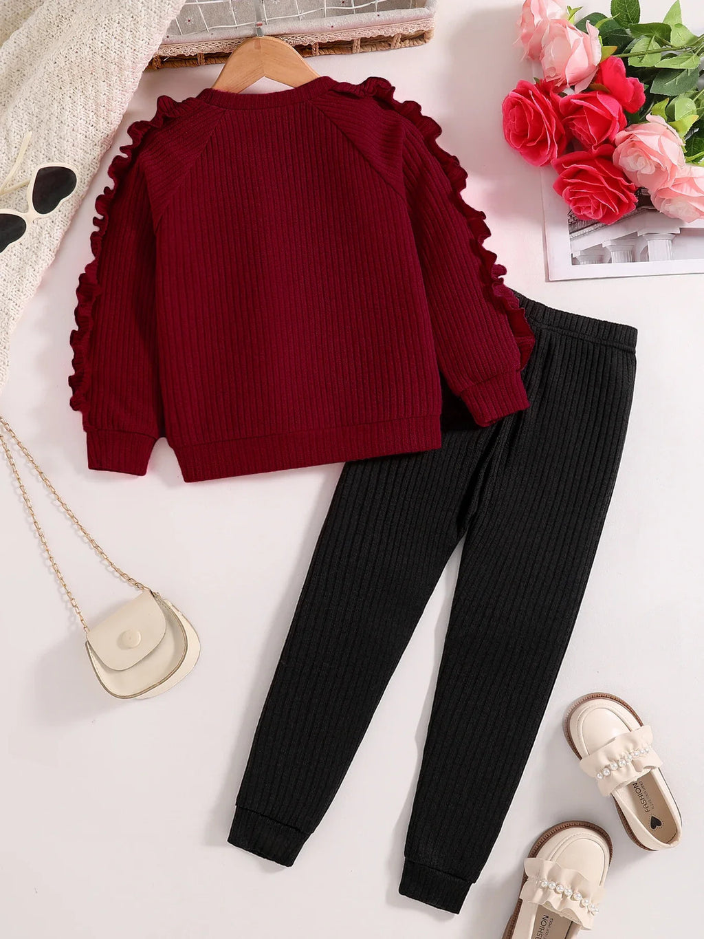 Spring and Autumn children fashion sports set girls sweater + casual pants
