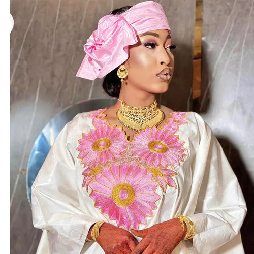 First Quality African Boubou Dress With Scarf Nigerian Traditional Dashiki