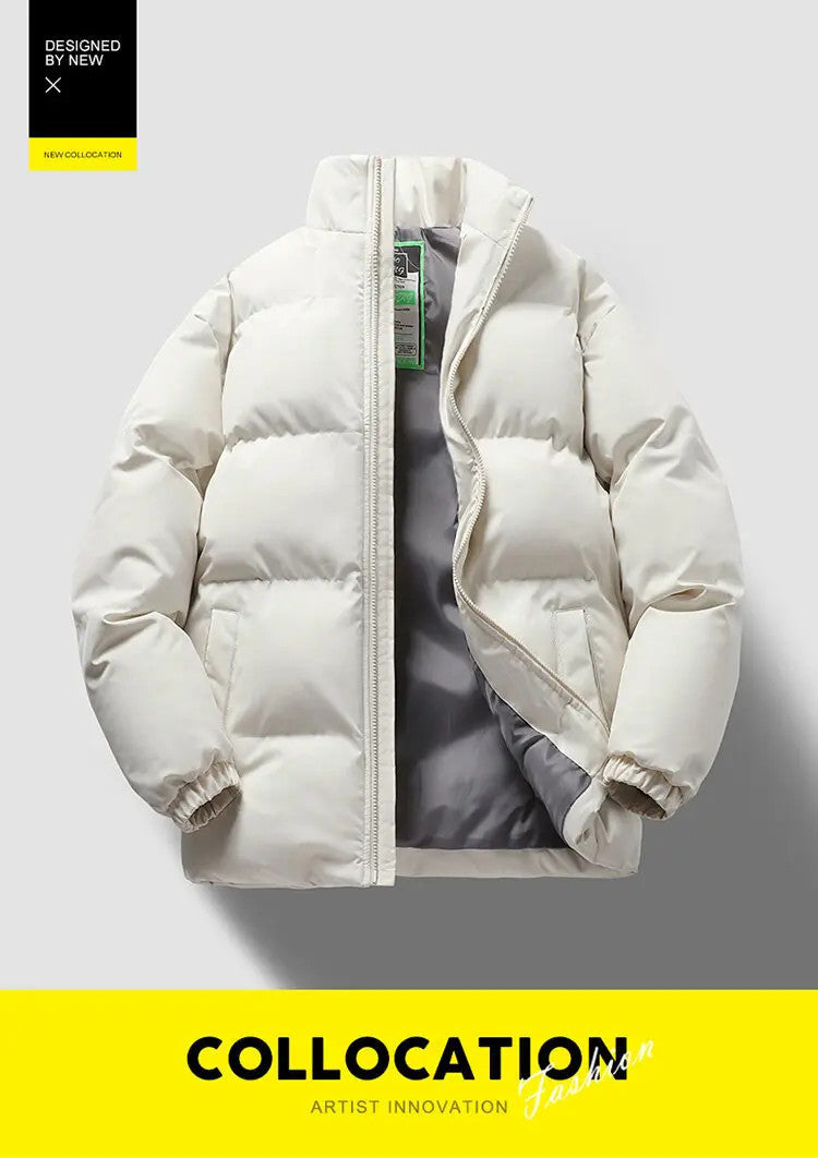 Men's Winter Thick Sports Trendy Stand Up Collar Parka Jacket