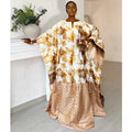 Gold Line African Women Brocade Boubou Dress Party Dashiki Embroidery With