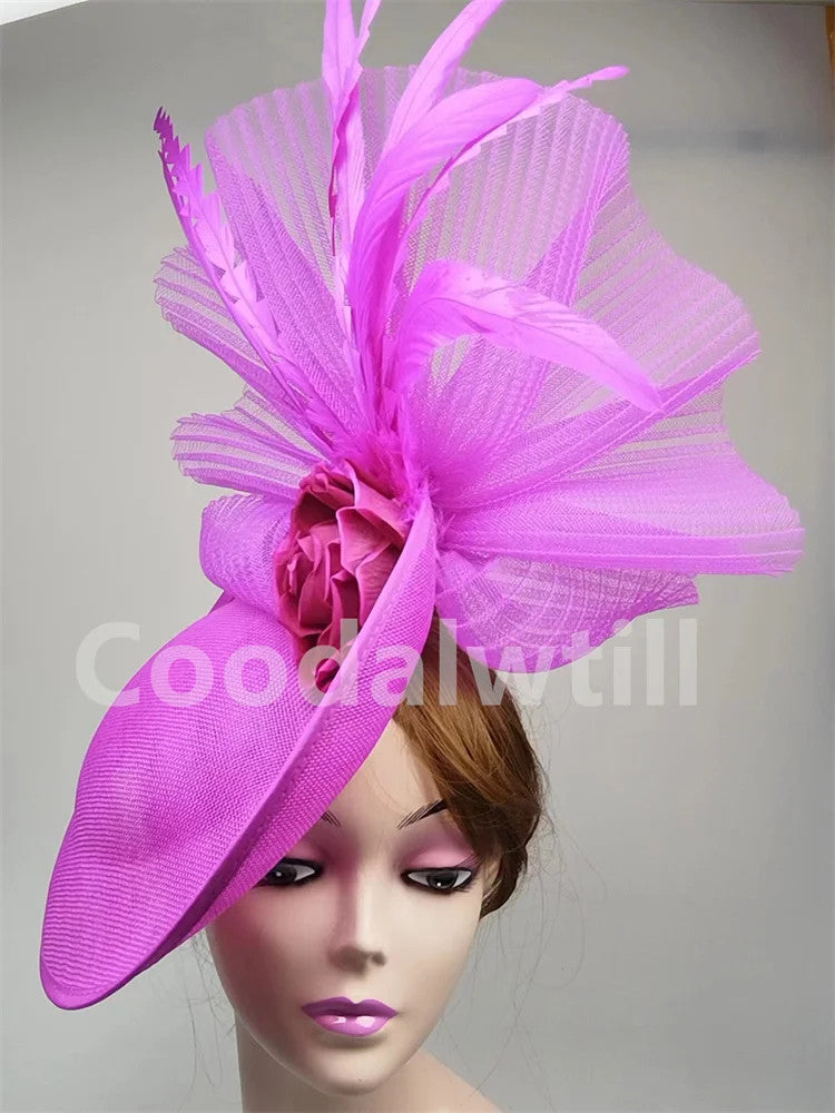 Elegant Flower Fascinator Pillbox Cap Wedding Women Fascinator Hat Headband