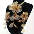 Best Lady 3pcs Handmade Flower Inlaid Rhinestone Vintage Jewelry Set - Perfect