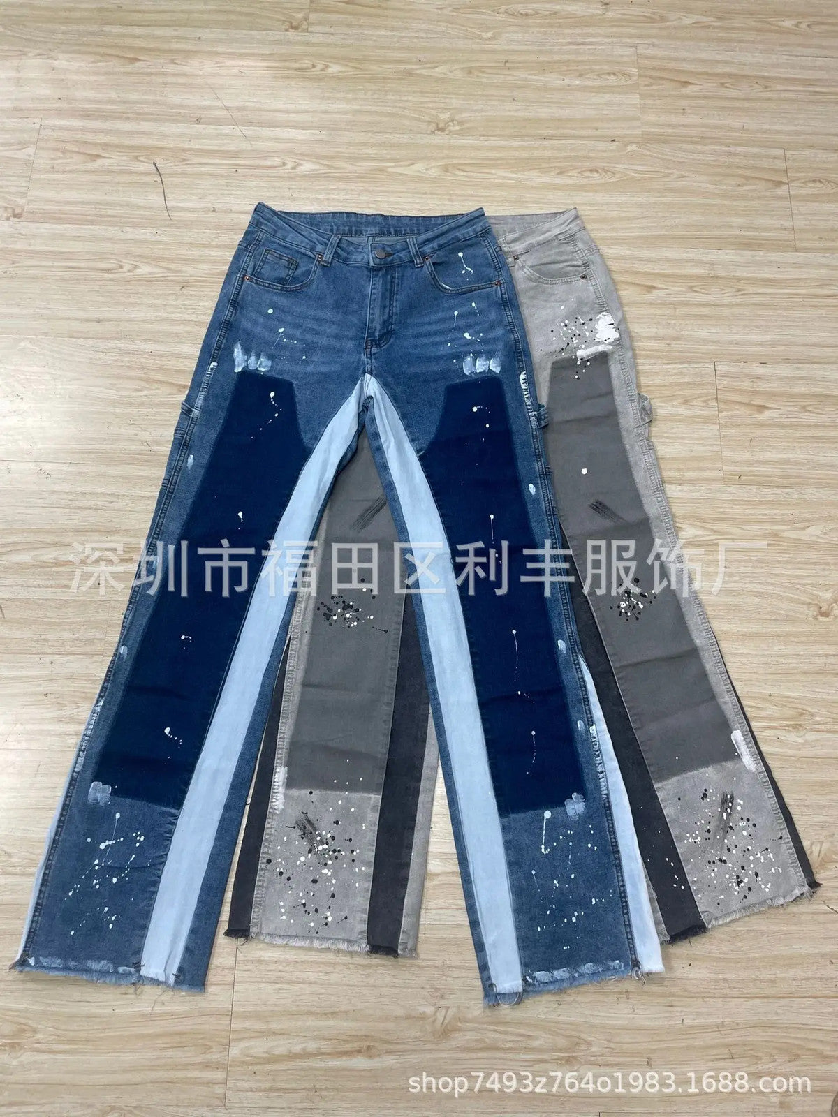Men's Fashion Jeans Work Pants, European and American Fashion Workwear Elastic