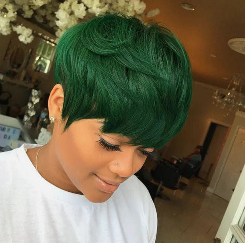 Fashion Pixie Cut Dark Green Short Wigs for Women
