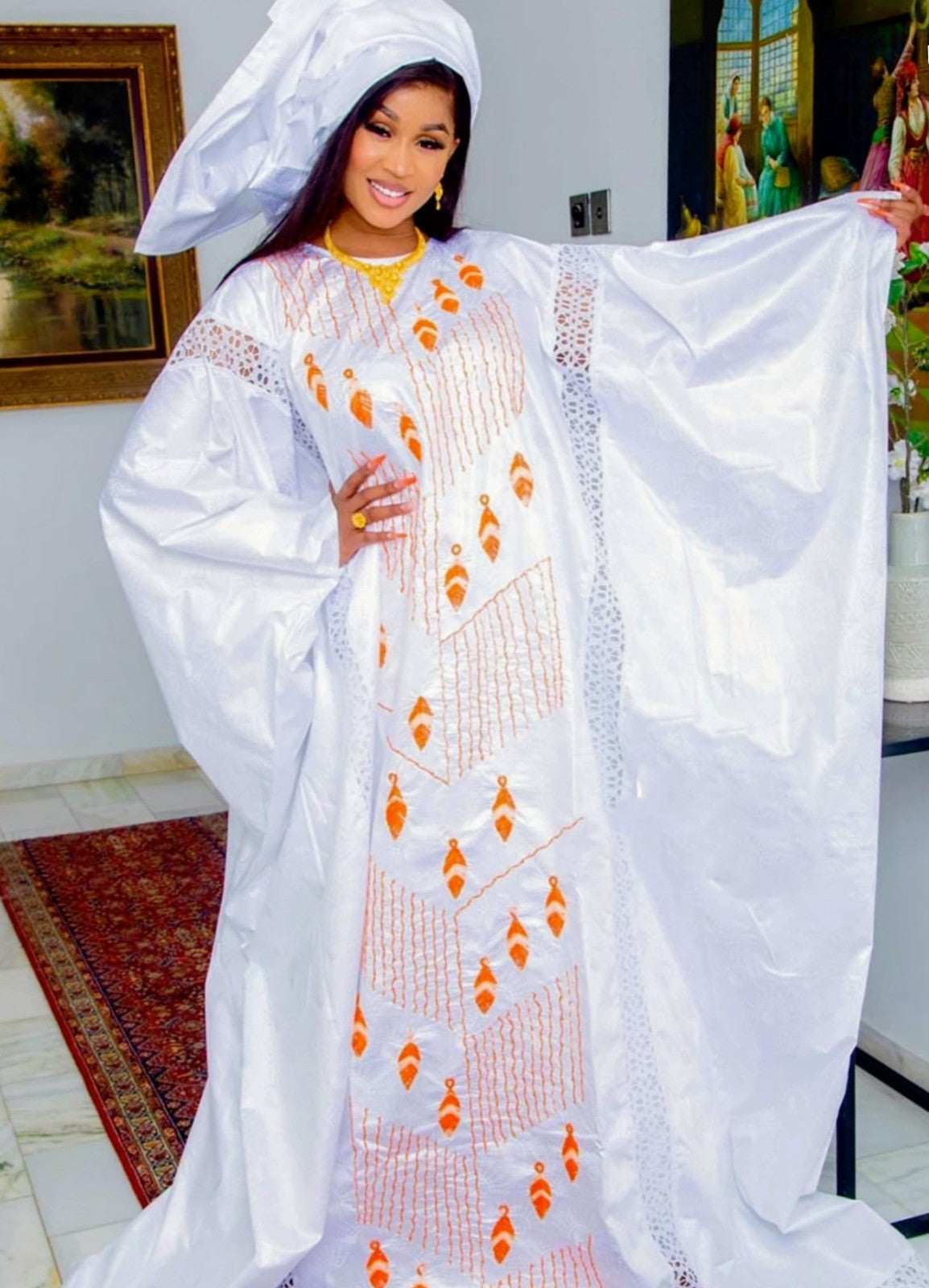 Women's Traditional African Boubou Gown With Scarf