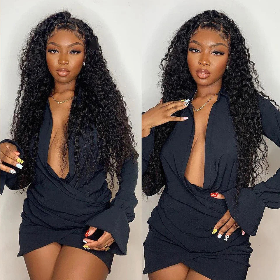Water Wave Glueless Wig Human Hair Ready To Wear Pre Cut 4x4 Lace Closure Wig