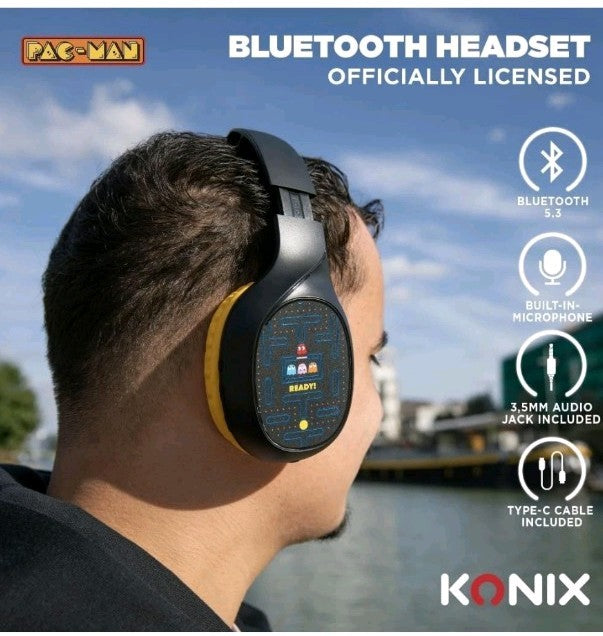 Konix Pac-Man Wireless Bluetooth 5.3 Headphones for Smartphones and Tablets - 30