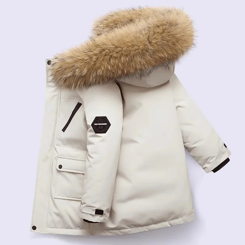 -30℃ Winter Kids Padded Jacket Children Thick Plus Velvet Warm Parkas Coat