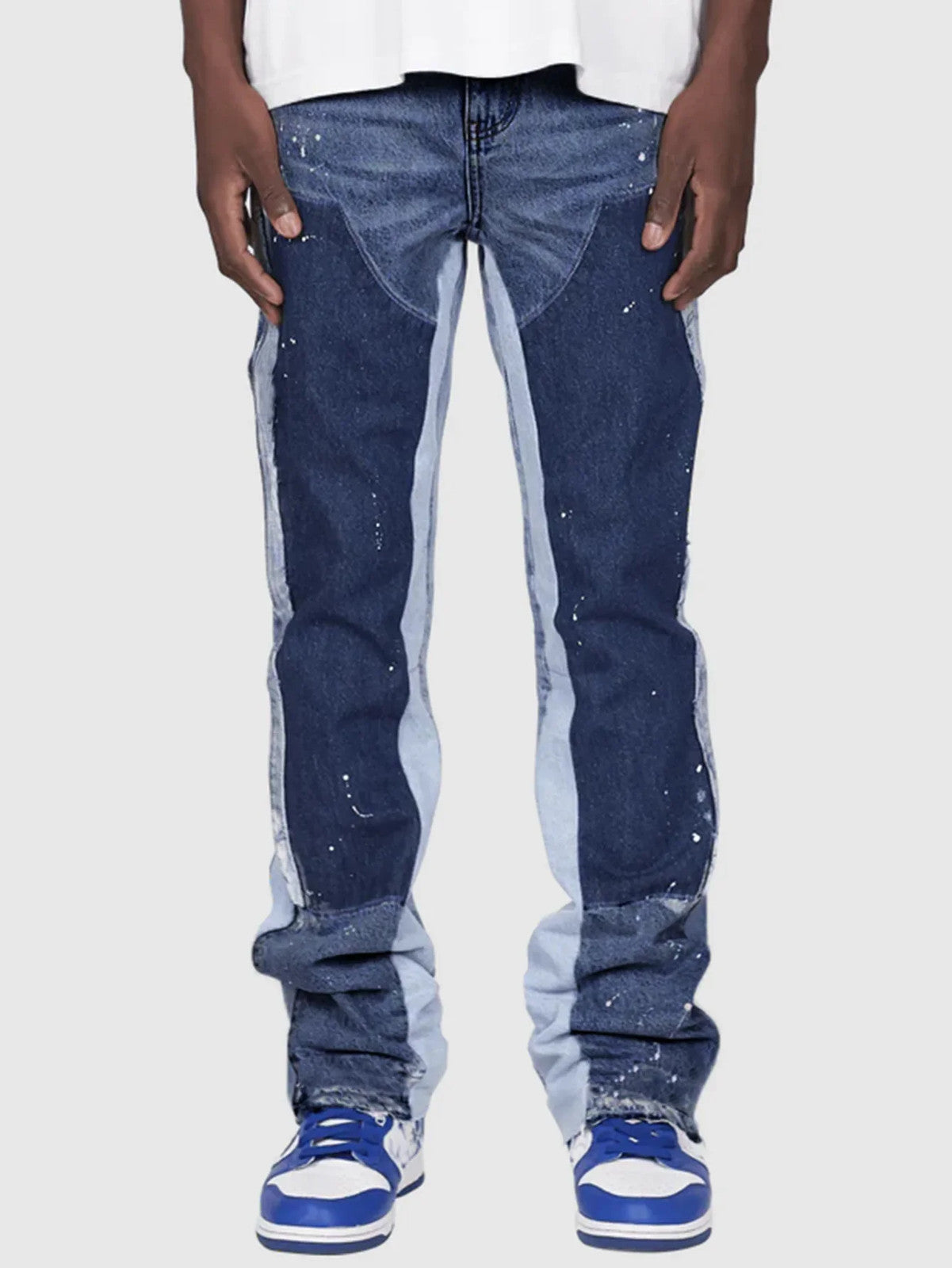 Men's Fashion Jeans Work Pants, European and American Fashion Workwear Elastic