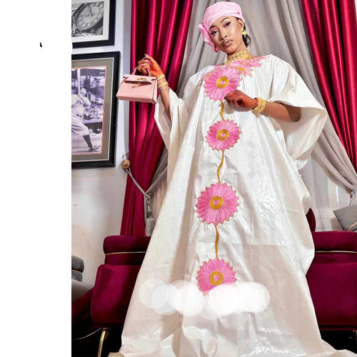 First Quality African Boubou Dress With Scarf Nigerian Traditional Dashiki