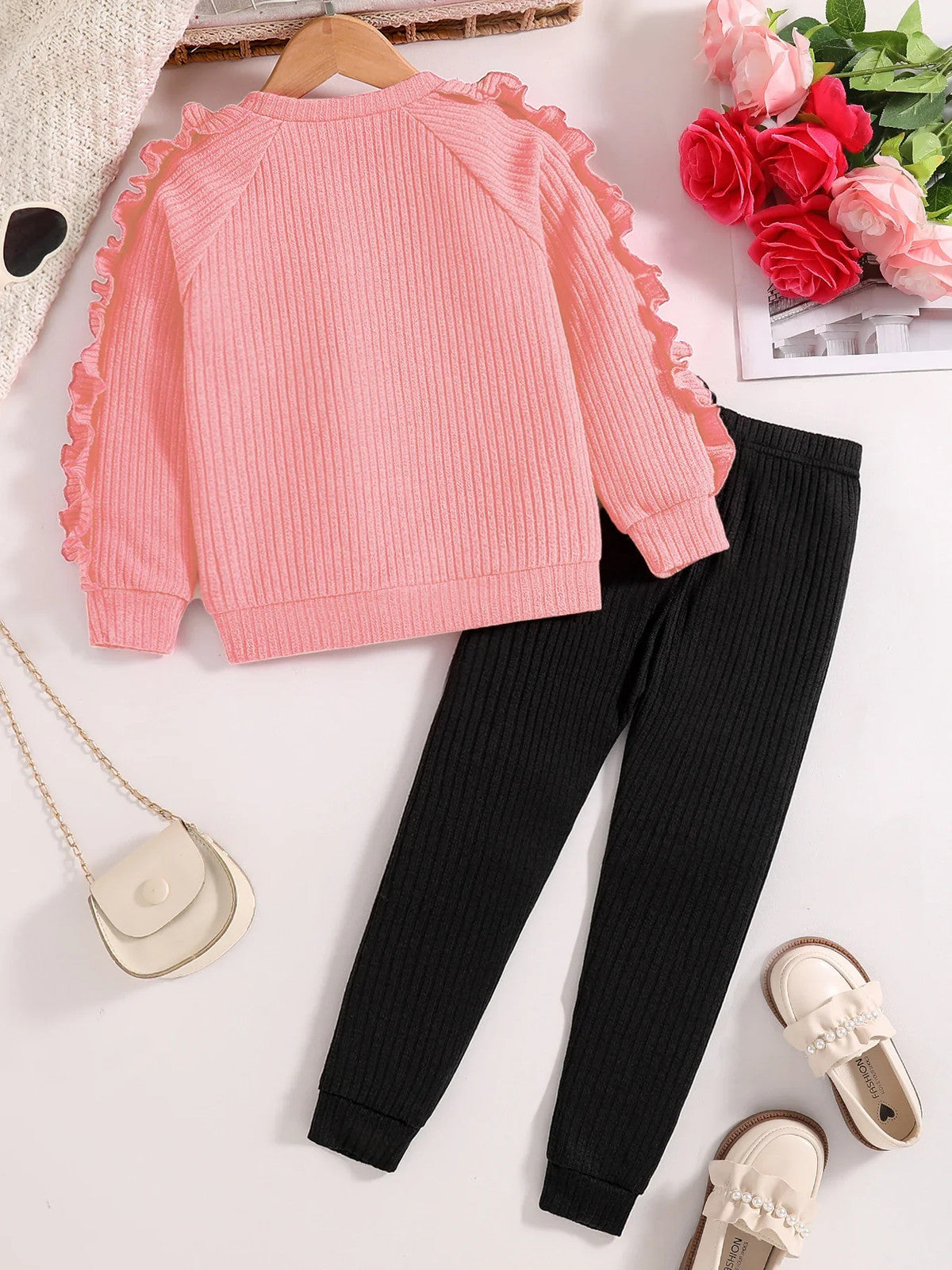 Spring and Autumn children fashion sports set girls sweater + casual pants
