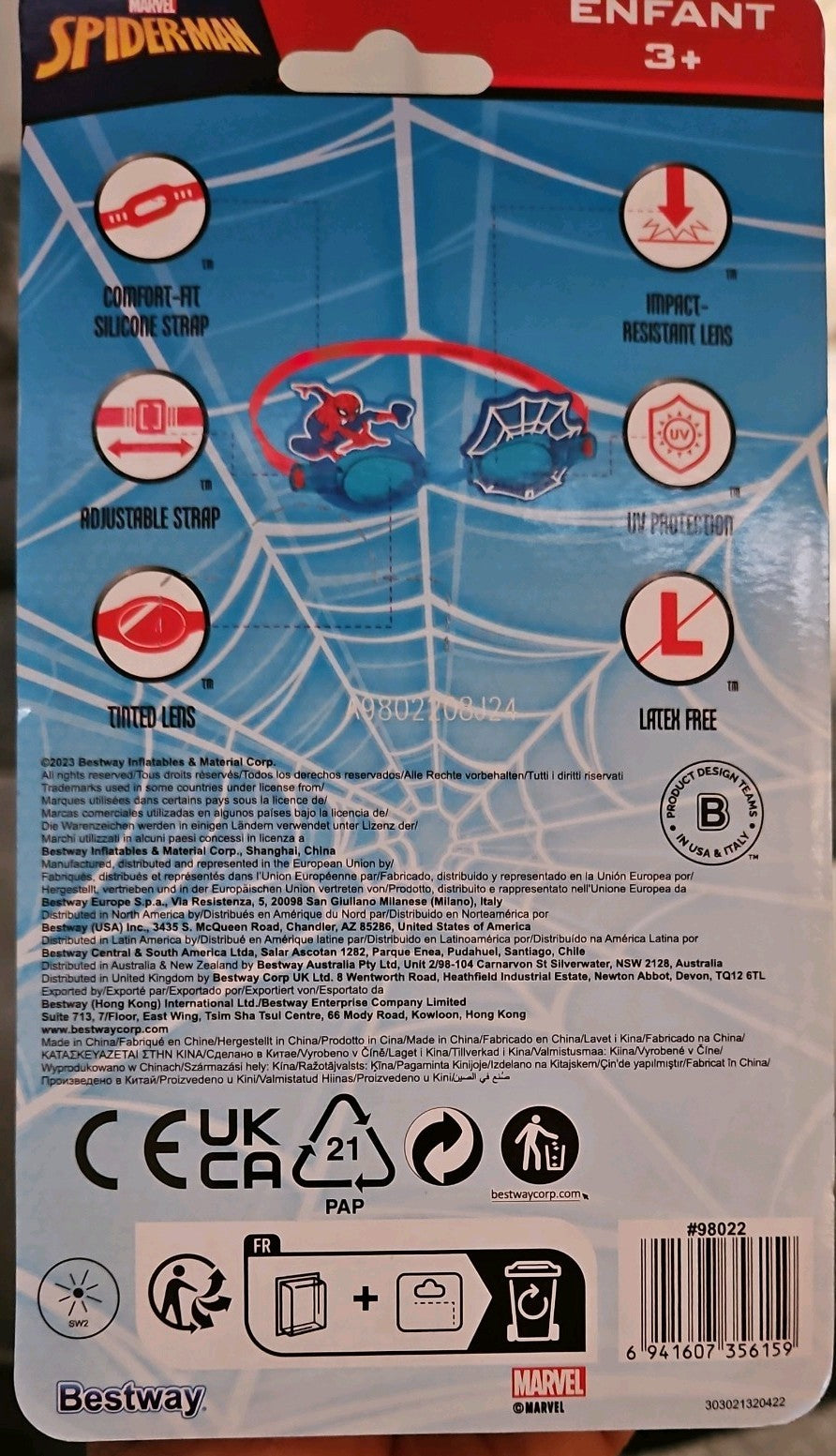Bestway Spiderman Children's Goggles 3+ Years Marvel Sea Pool 98022