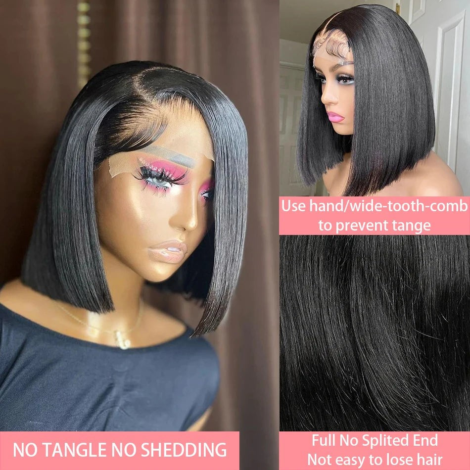 13x4 Straight Lace Frontal Bob Wig Pre Plucked 4x4 Human Hair Wigs Brazilian