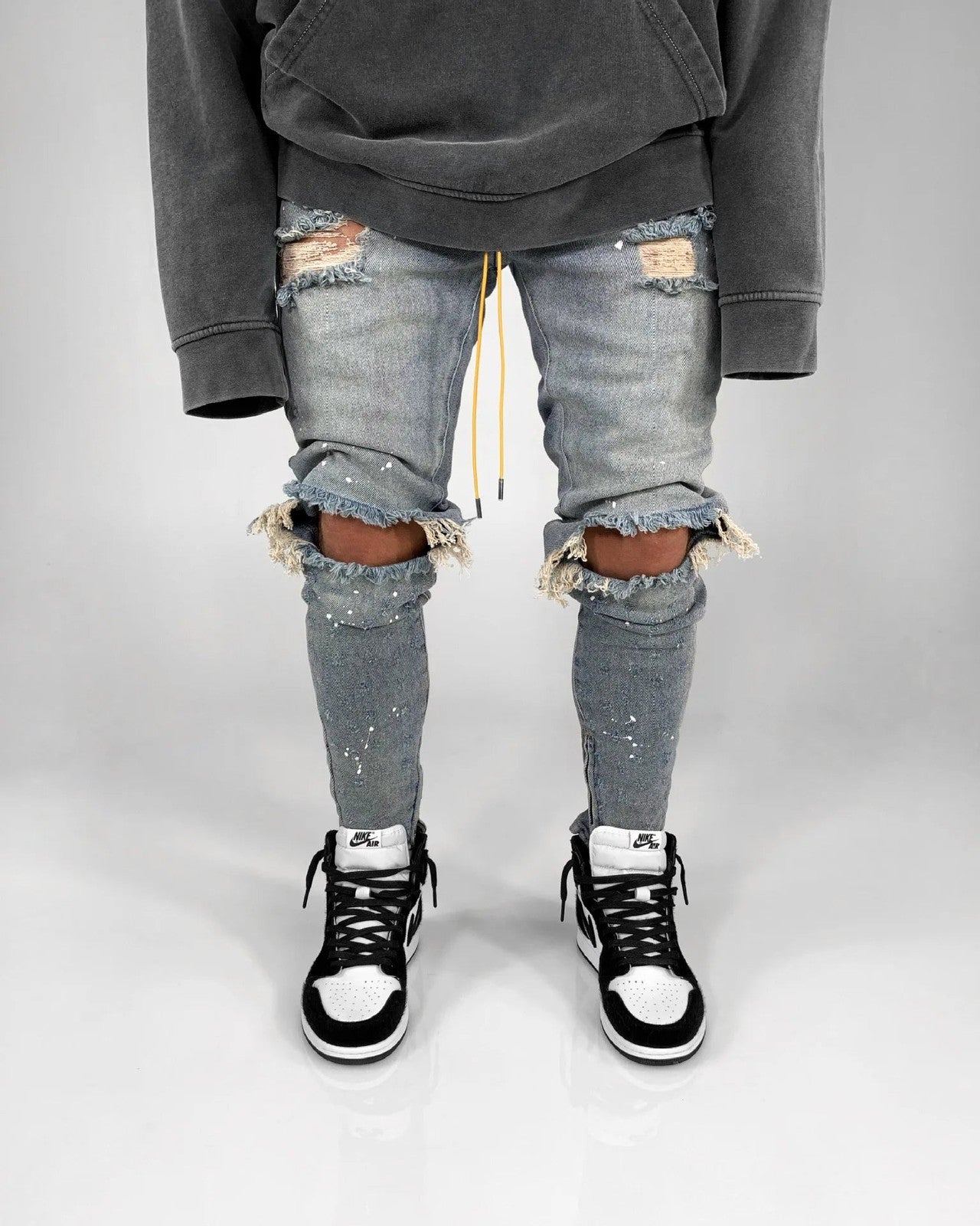 New 2025 Ripped Hole Jeans for Men Hip Hop Cargo Pant Distressed Denim Jeans