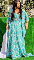 Traditional African Women's Bazin Riche Embroidered Long Dress Plus Size