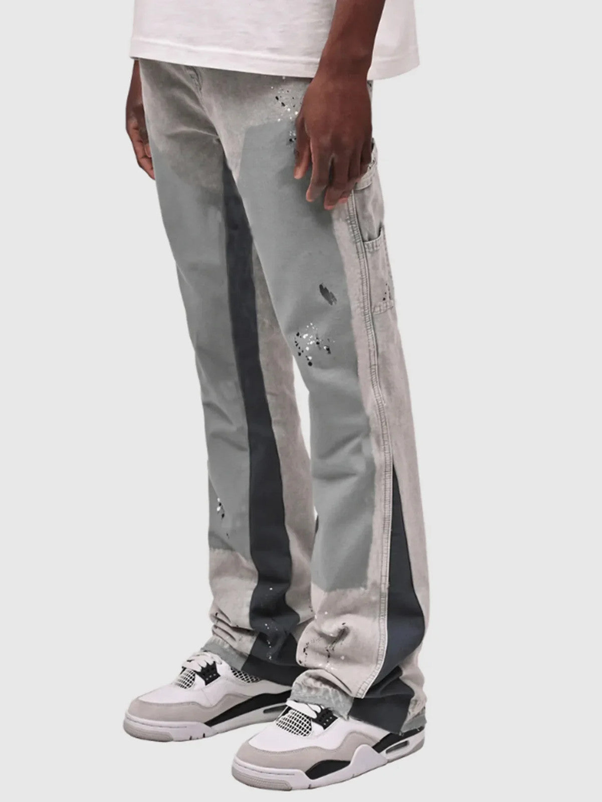 Men's Fashion Jeans Work Pants, European and American Fashion Workwear Elastic
