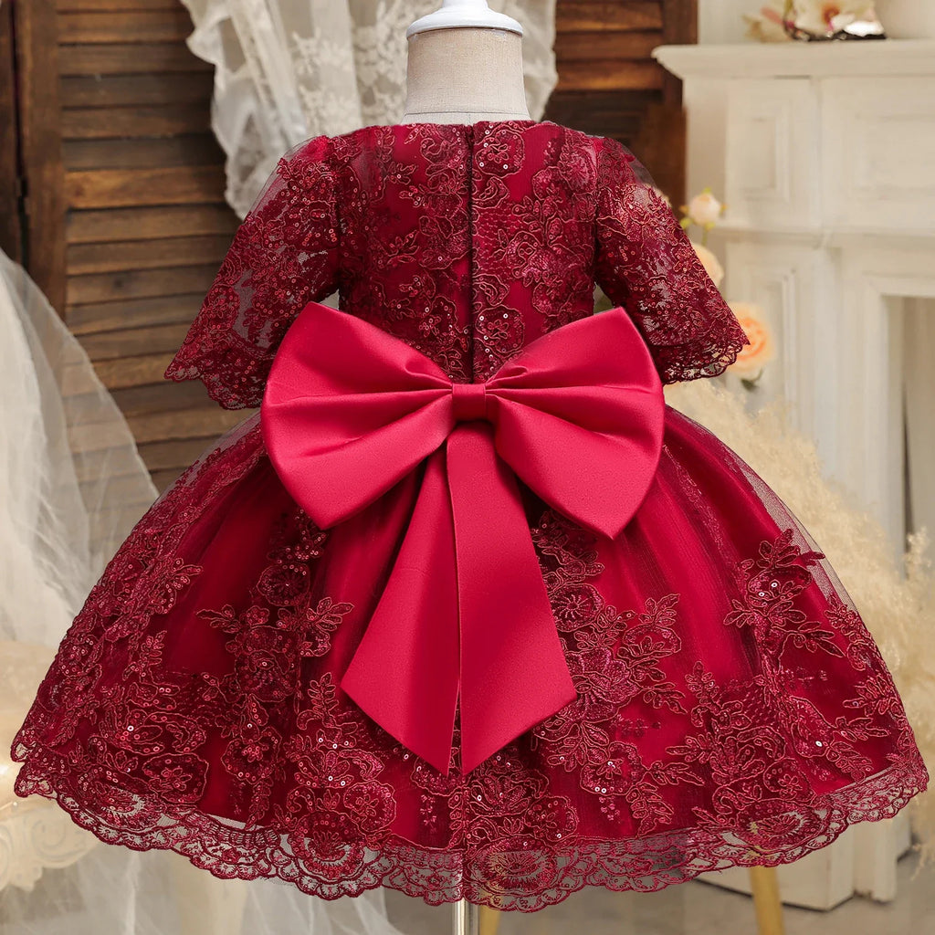 Girls And Toddler Long Sleeve Lace Birthday Tutu Princess Dress