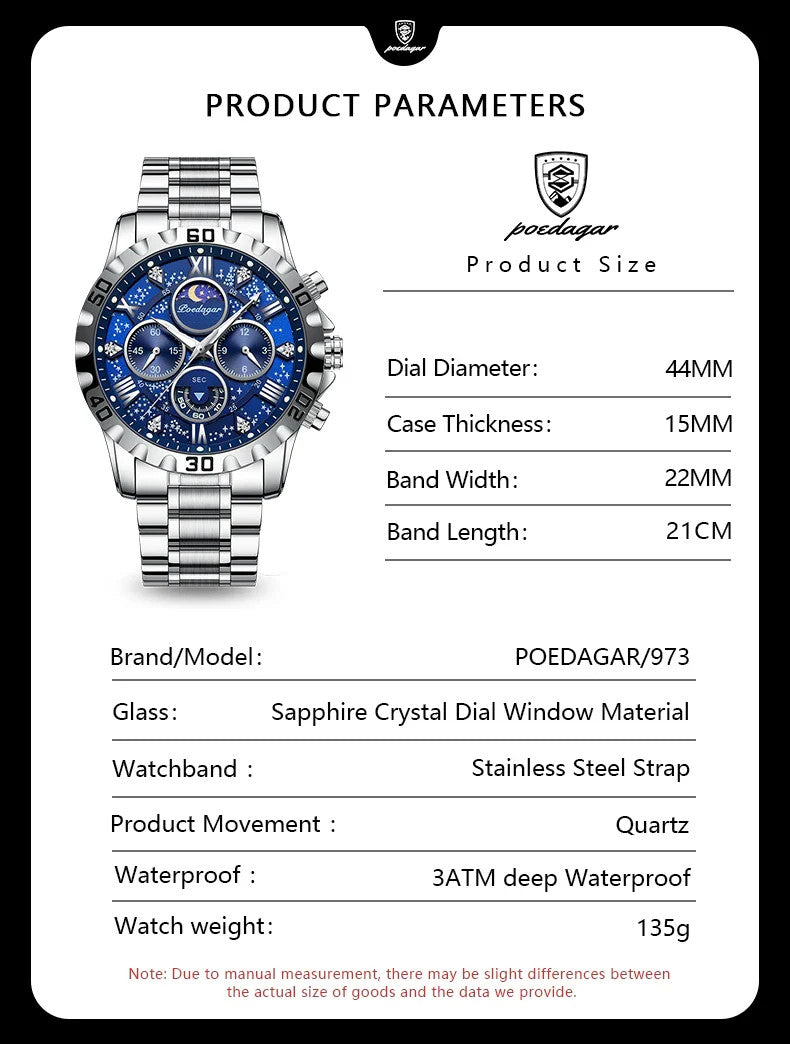 Luxury Watch for Man Quartz Sports Men Watch Waterproof Luminous Stainless