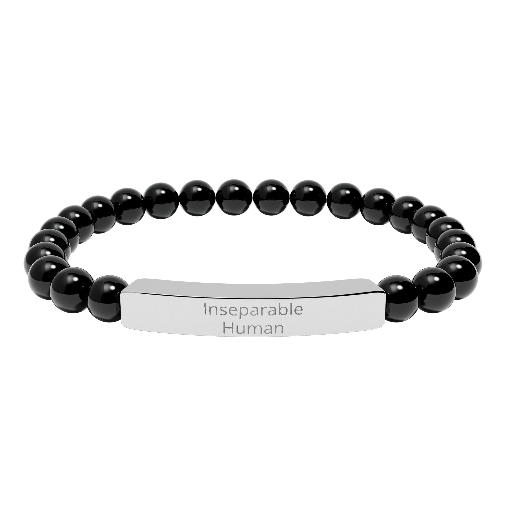 Bracelet extensible barre en pierre naturelle gravée Inséparables | bracelet perles gemmes