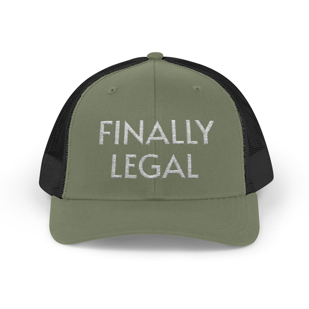 Finally Legal Snapback Trucker Cap | Rhinestone Script Mesh Back Hat