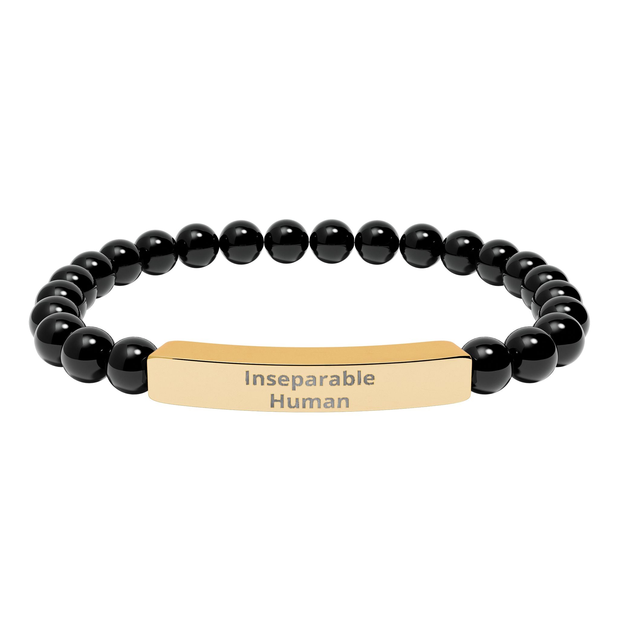 Bracelet extensible barre en pierre naturelle gravée Inséparables | bracelet perles gemmes