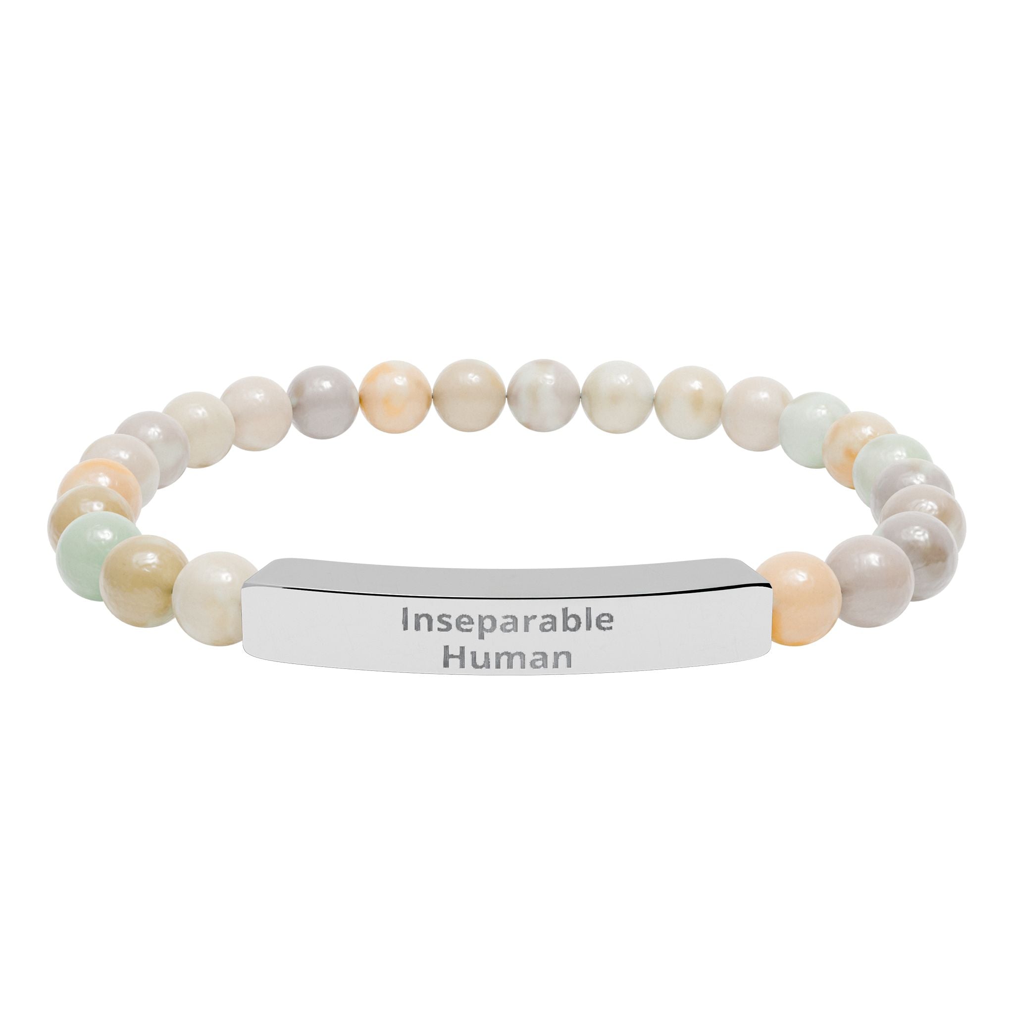 Bracelet extensible barre en pierre naturelle gravée Inséparables | bracelet perles gemmes
