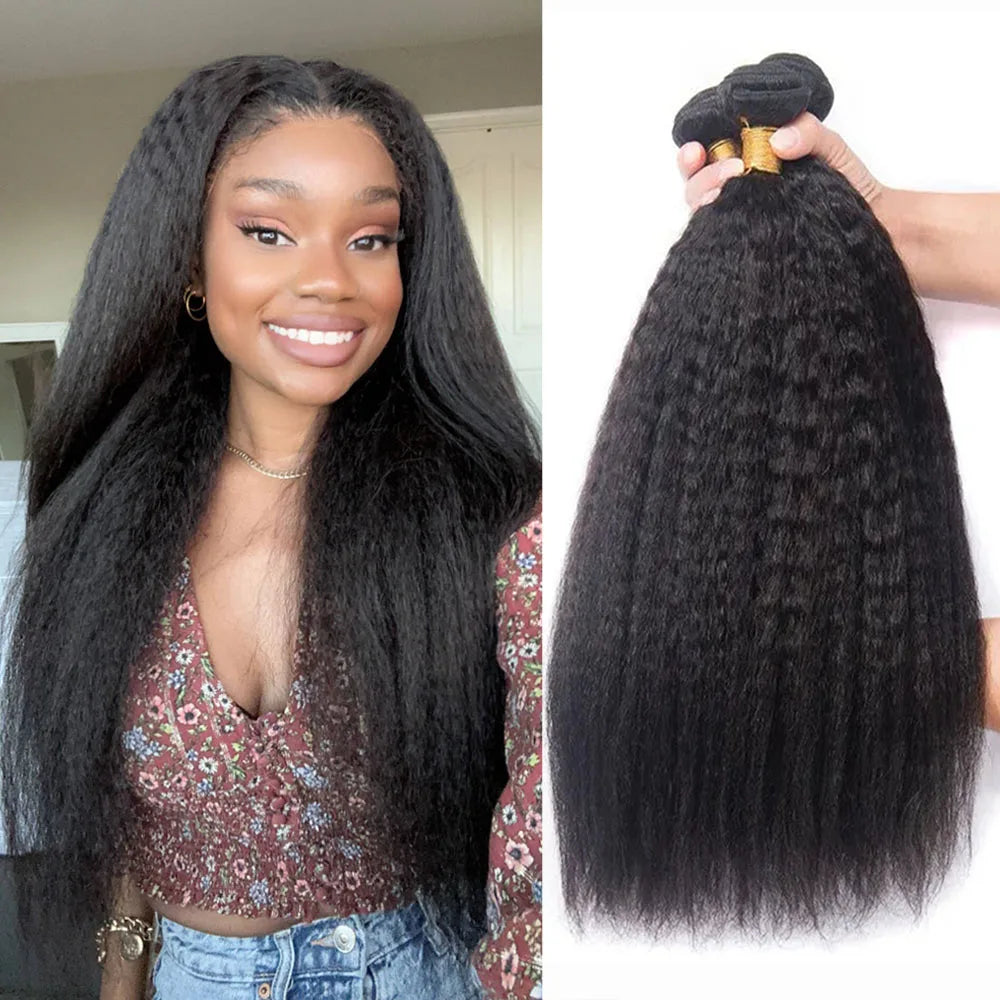 Kinky Straight Human Hair Weave 3 4 bundles Raw Hair Bundles 30 Inch Yaki Straight Hair Bundles 100% Human Hair