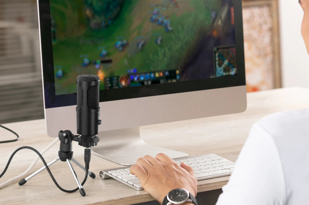 New Bee USB Microphone Condenser Professional Mic with Shock Mount for Computer Laptop Gaming Streaming Recording Studio