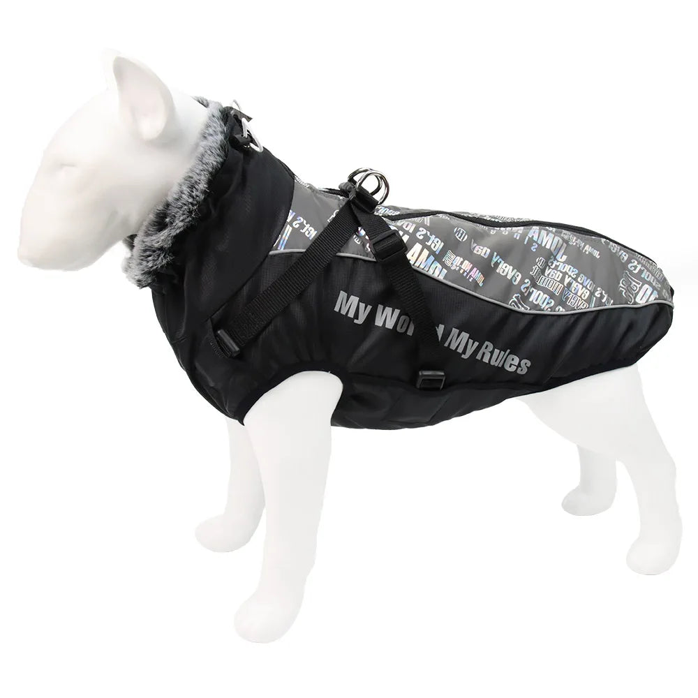 Winter Dog Coat & Harness Vest | Medium & Large Dogs | French Bulldog