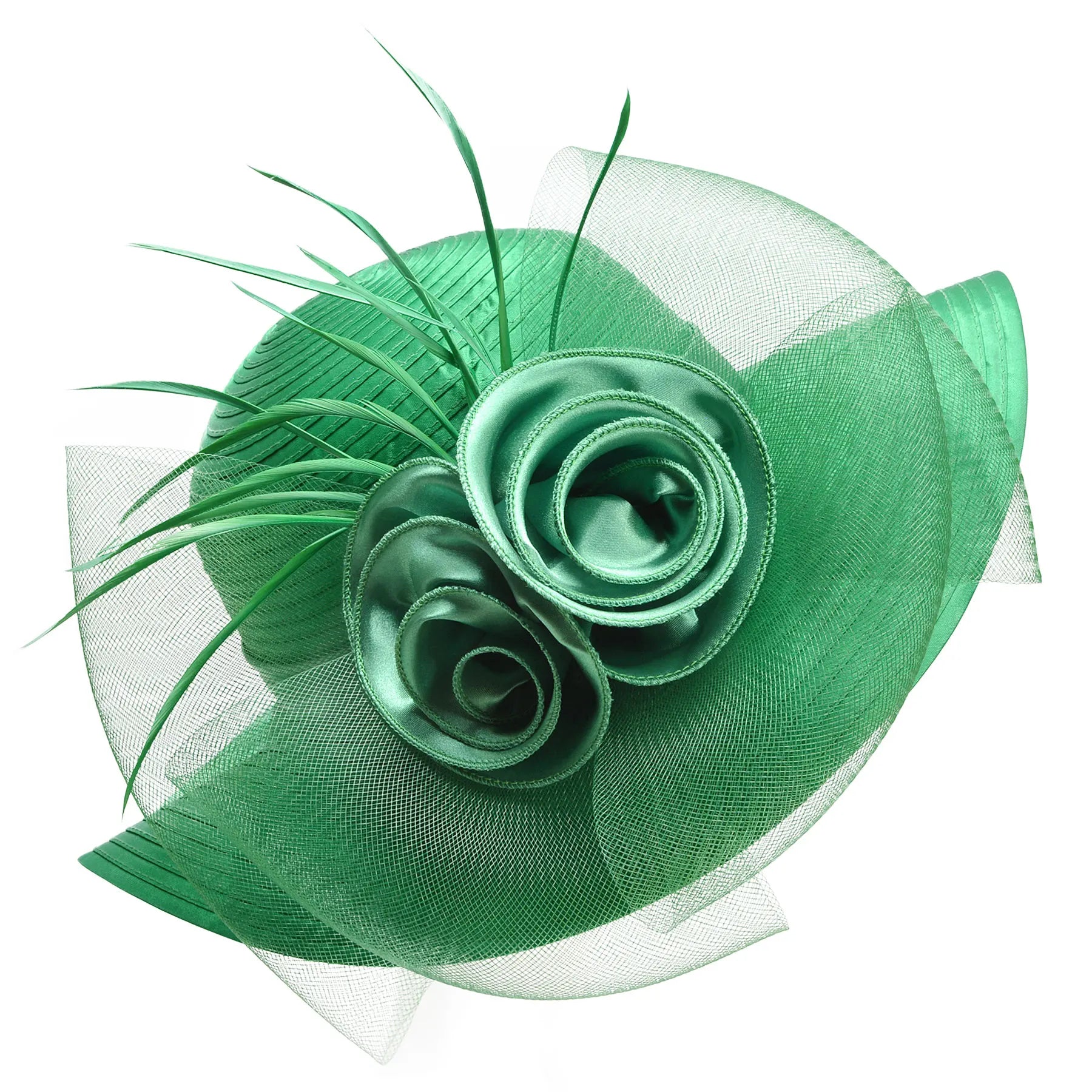 Lawliet Wide Brim Summer Hats for Women Feathers Netting Fascinator Beach Bridal Mother's Hats Wedding Derby Church  Cap A433