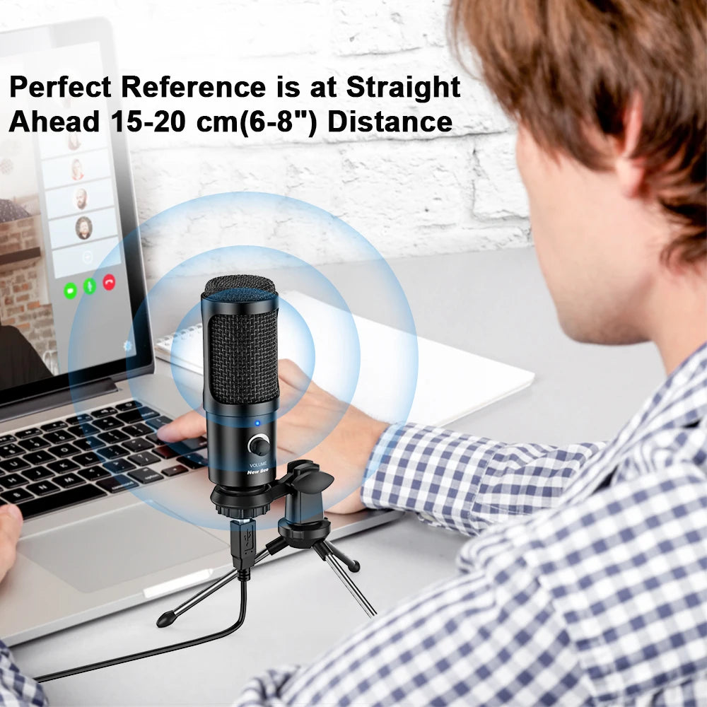 New Bee USB Microphone Condenser Professional Mic with Shock Mount for Computer Laptop Gaming Streaming Recording Studio