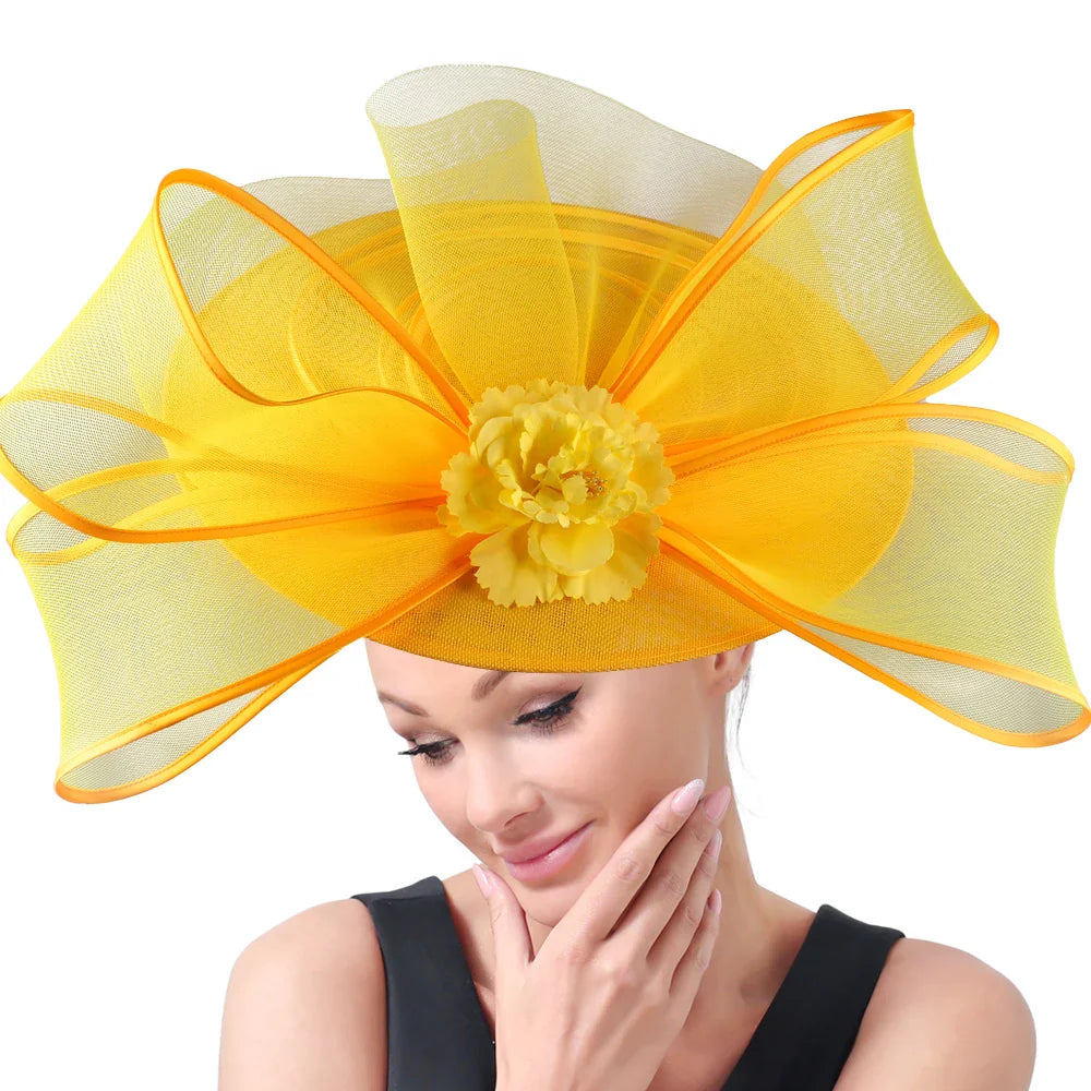 Elegant Wedding Big Size Fascinator Hat Women Flower Multimodal Hair Top Clips