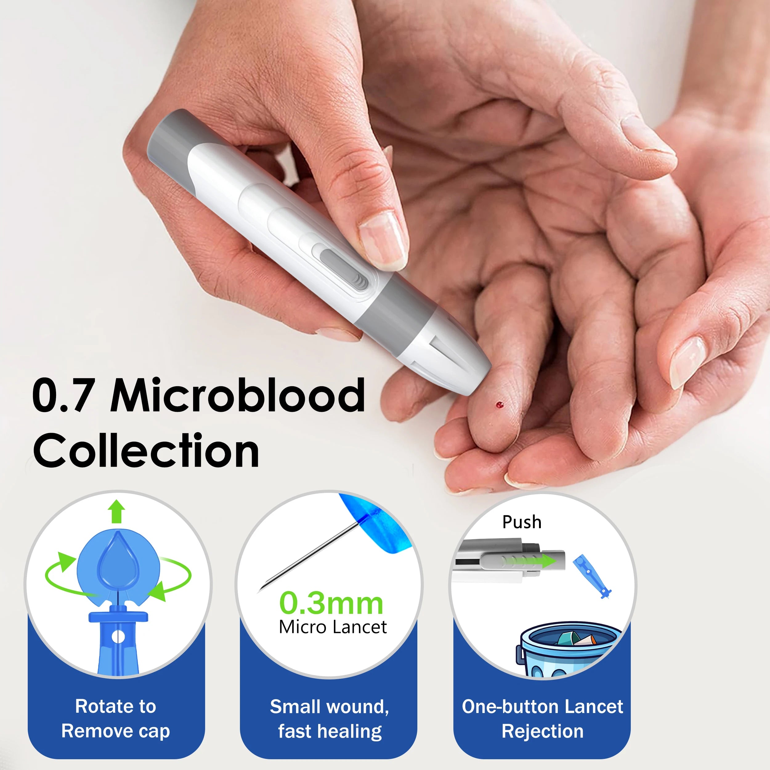 LinkSun G-425-3 Blood Glucose Meter Glucometer Full Set Medical Diabetes Blood Sugar Monitor Complete Kit Glucose Test Strips
