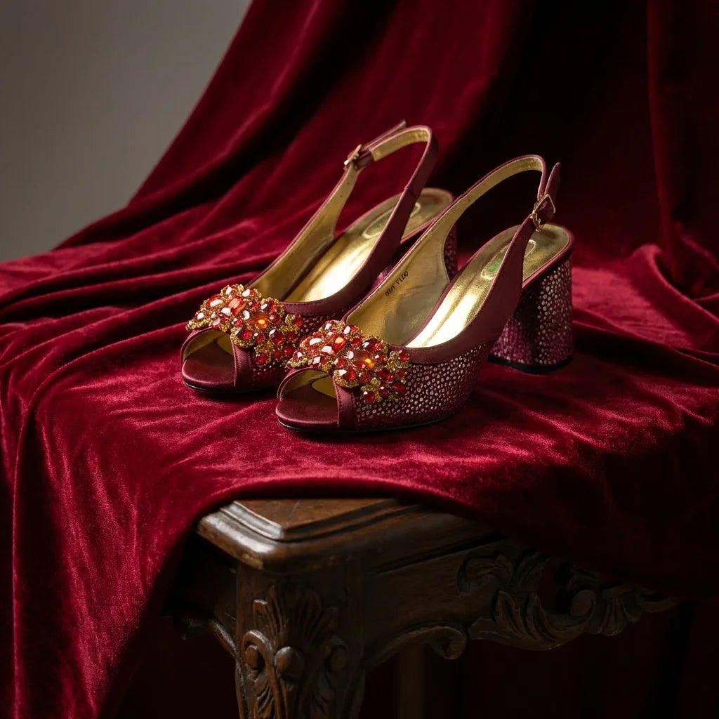 New INS Style Fashion Itlian Design High Heels Shoes  and Bag Set Rhinestone-Embellished Designer Shoes Heel Perfect for Party
