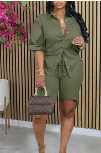 Women's Elegant Summer Two Pieces Suit Full Set Female Outfit