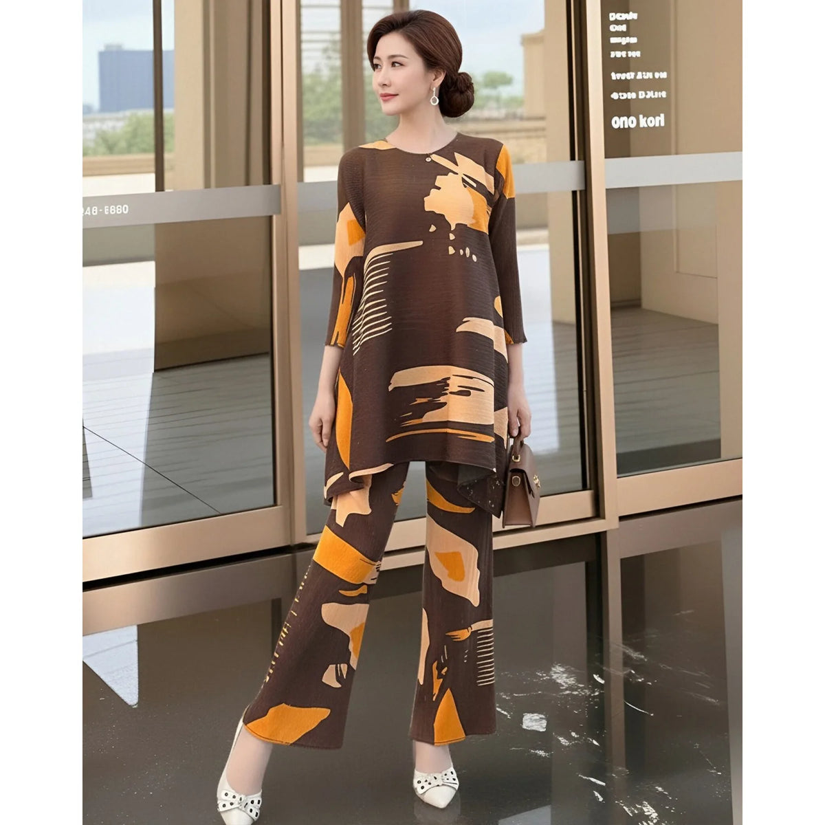 Women's Tie-Dye Two-Piece Wide-Leg Trousers Set