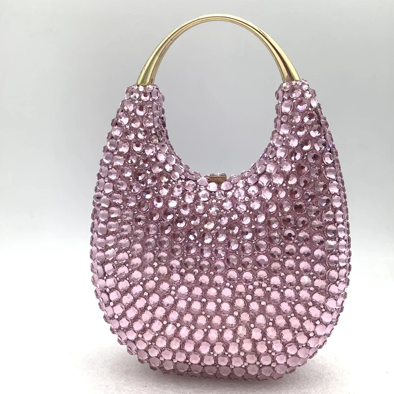 Women's Crystal Diamonds Chain Evening Clutch Bag