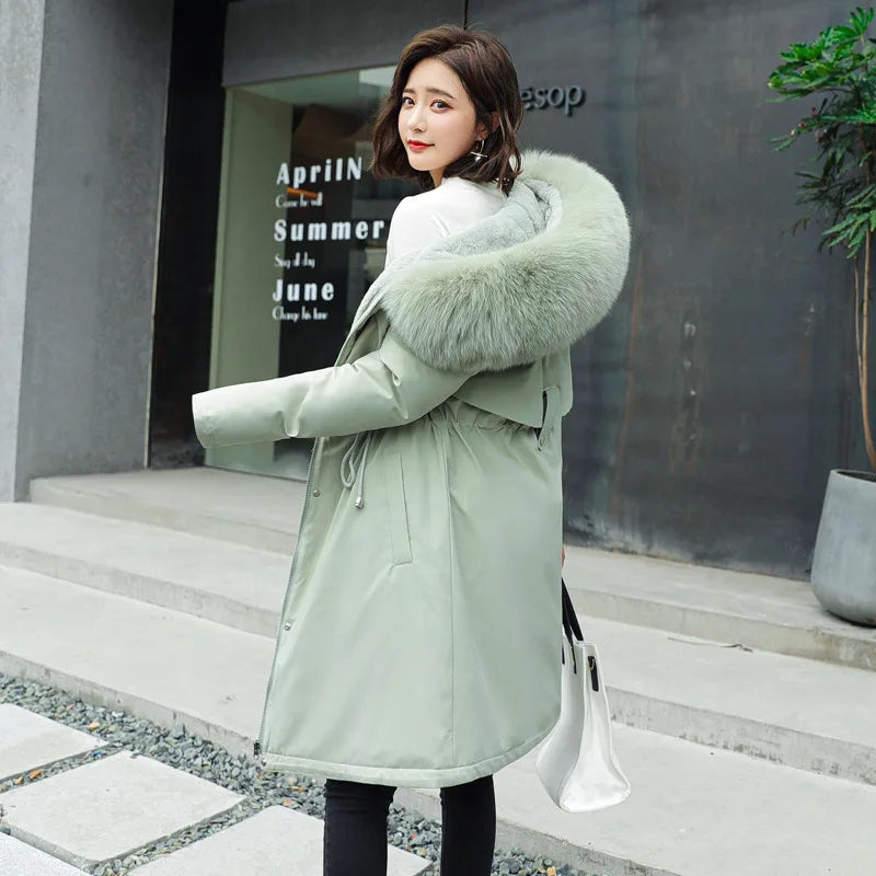 Women's Winter Parka Hooded Fur Collar Jacket