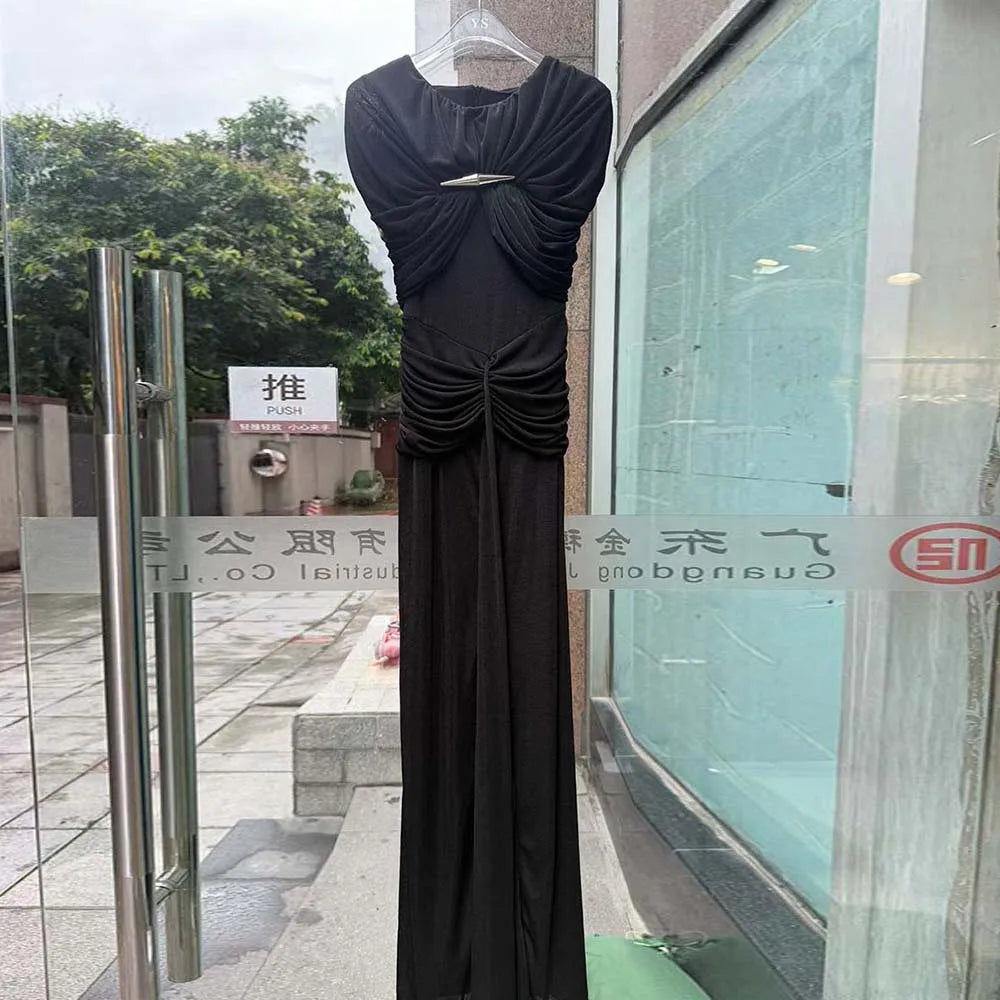 Women’s Luxury Maxi Gown – Cape Raglan Sleeve | Cutout Twist Waist | Sheath | O-Neck | Ankle-Length | Formal Dinner & Party | S–XL | 5 Colours